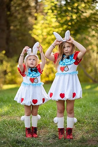 Miniatura 6 de ReliBeauty Disfraz de Pascua de conejo blanco, disfraz de conejo para niñas con orejas de conejo, diadema color blanco