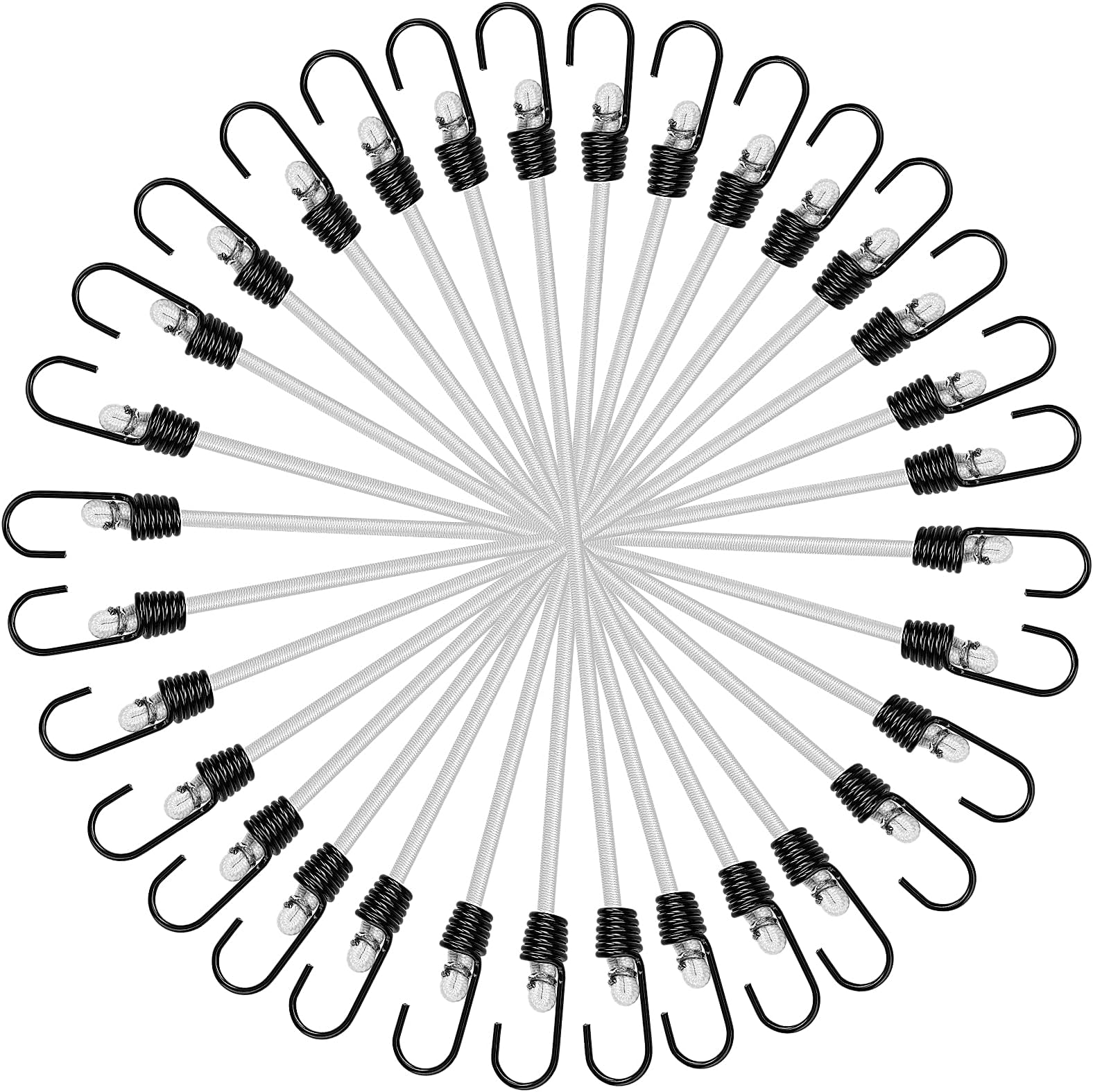 Piutouyar 10 Pcs 10 Inch Mini Bungee Cords with Hooks, Elastic Bungee