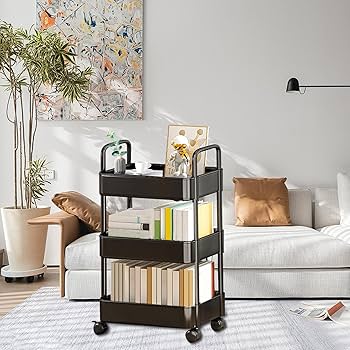 *ローリング 収納カート 4段 移動式棚 ユニット バスルームカート ハンドル Amazon.co.jp: キッチンワゴン ローリングカート 収納カート