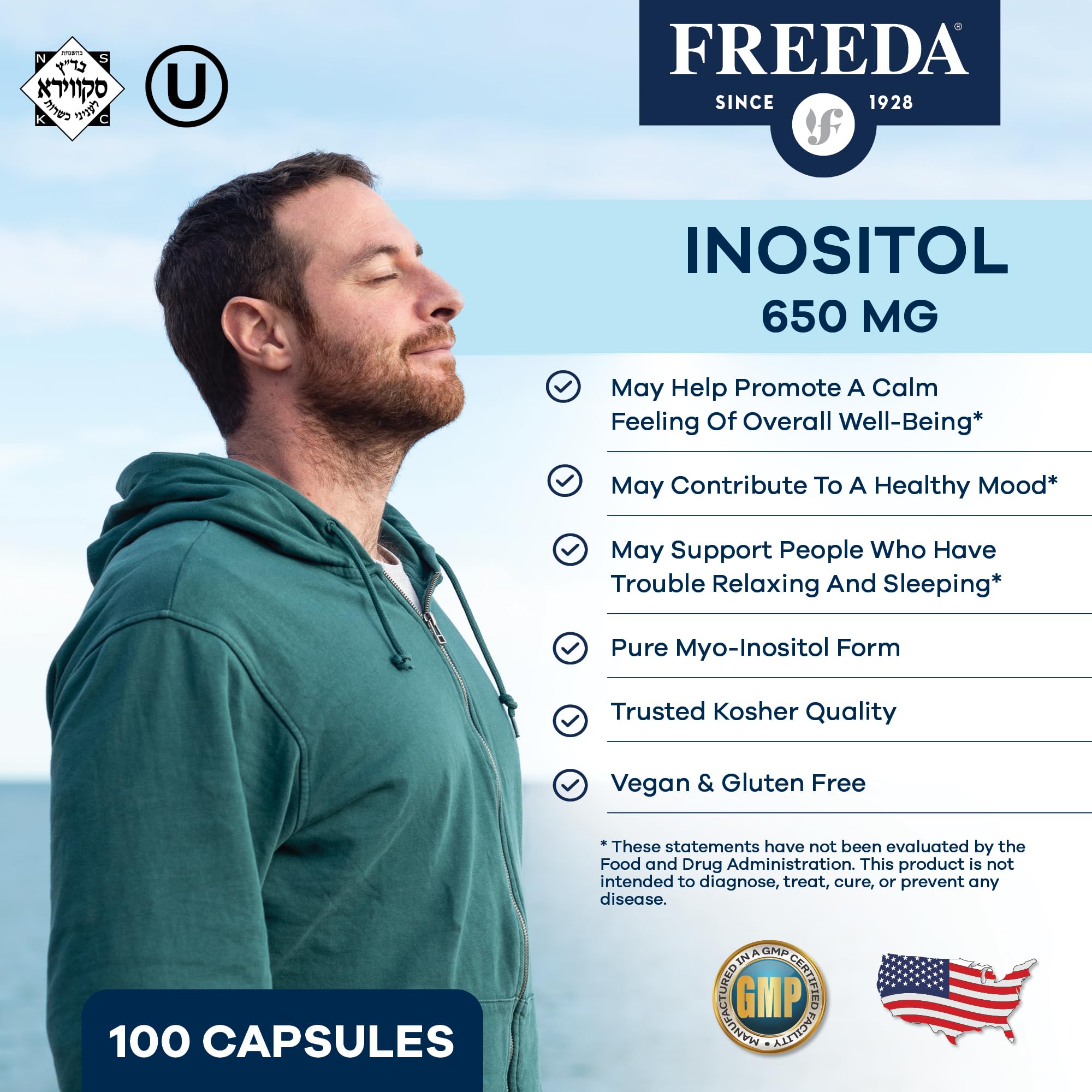 FREEDA Pure Myo-Inositol Supplement 650mg – Vegan 100 Capsules — Amazon image 2