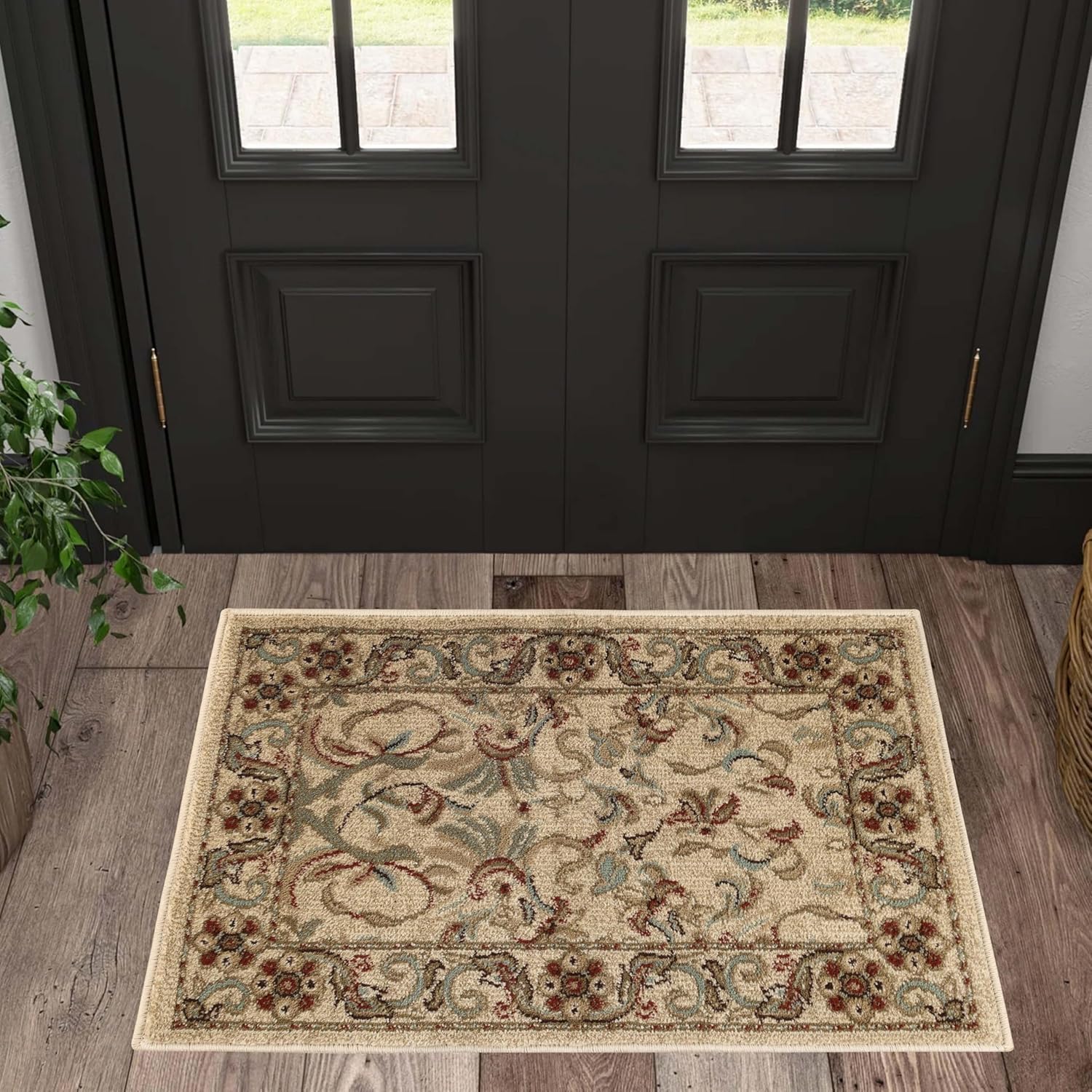 Tapis en peluche floral Heritage pour couloir et cuisine