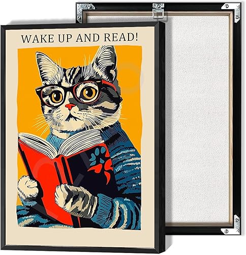 Miniatura 9 de Póster vintage de lectura de animales, arte de pared estético, arte de pared retro divertido e inspirador con citas inspiradoras para mascotas,