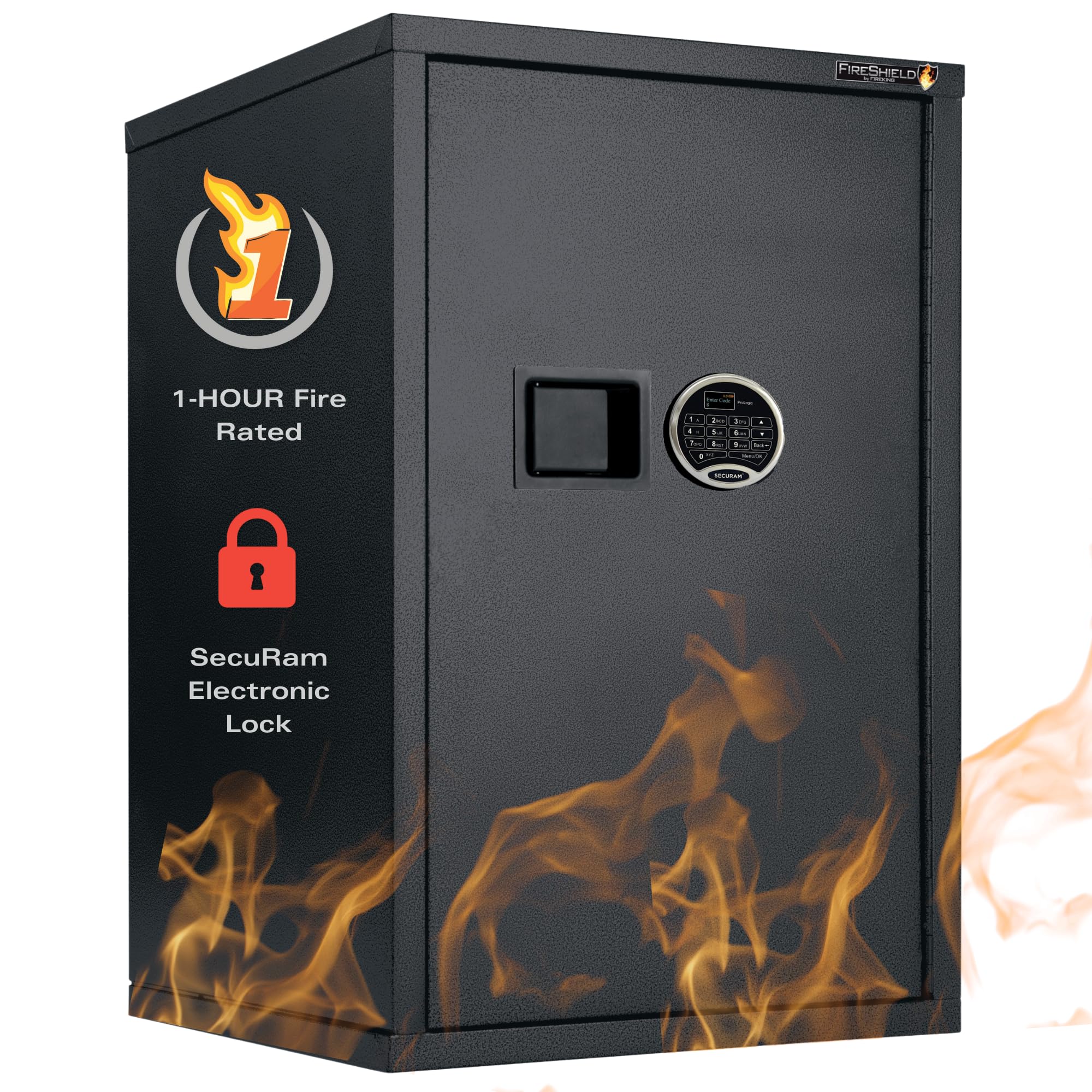 FireKing FireShield Fire Rated Storage Cabinet, Electronic Lock, Black