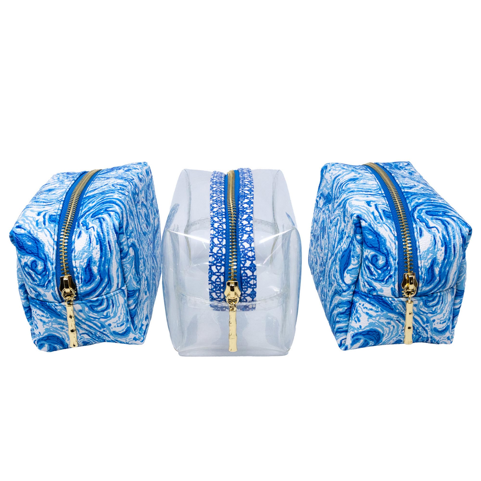 Lilly Pulitzer Neceser de viaje de 4 piezas, bonito estuche de equipaje para adultos, juego de bolsa con cremallera para cosméticos, bolsa pequeña para suministros, maquillaje o artículos de tocador