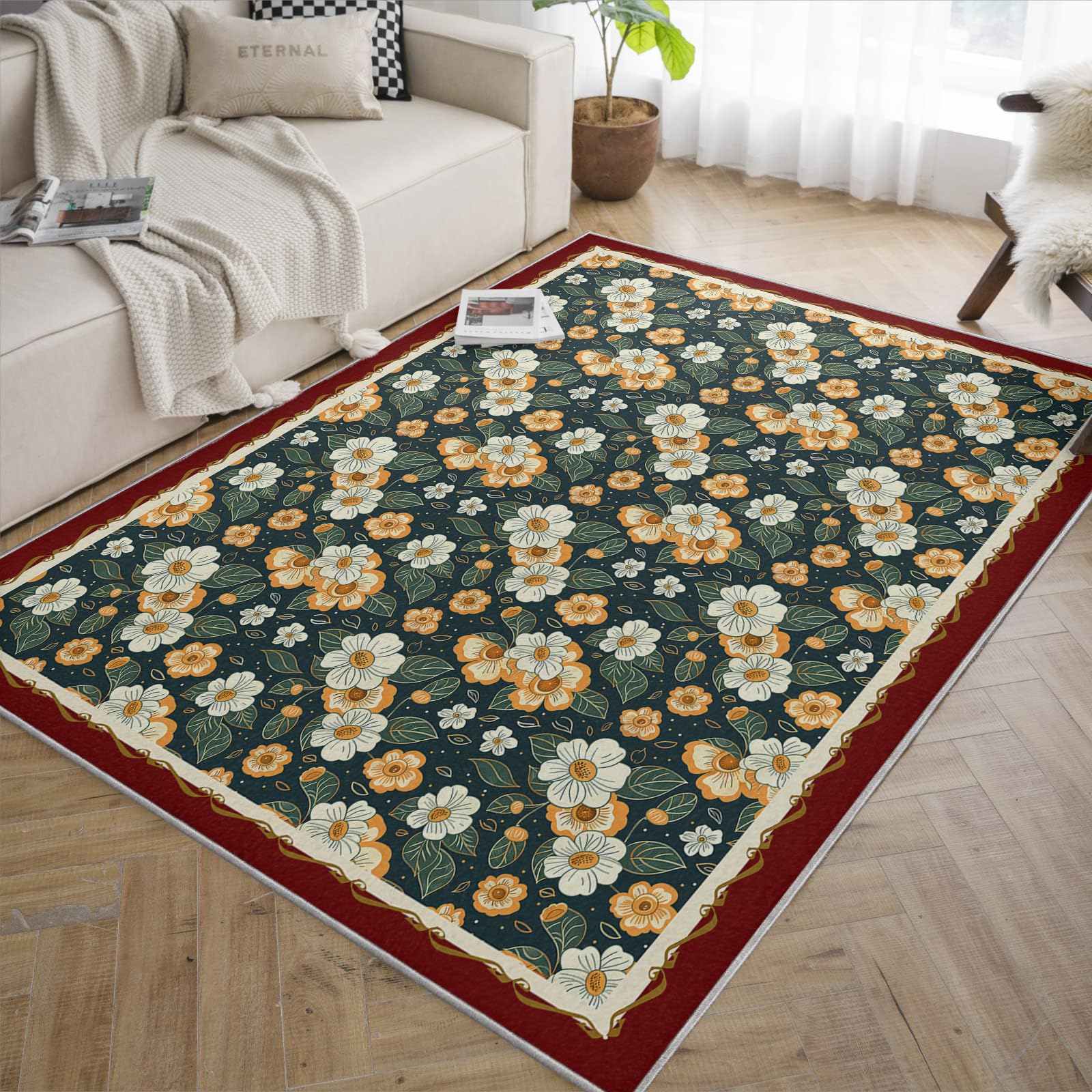 Tapis de fleurs chic chic pour chambre cosy et colorée pastoral
