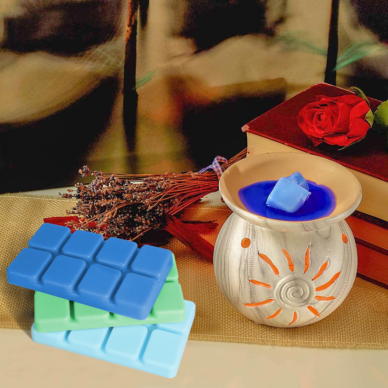 SCENTORINI Ceras Perfumadas para Derretir Aromáticas 100% Cera de Soja Fragancia, Aromaterapia，Aroma Lino Fresco, Bosque Bohemio, Brisa Marina, Viento en Verano 70.9 g x 4