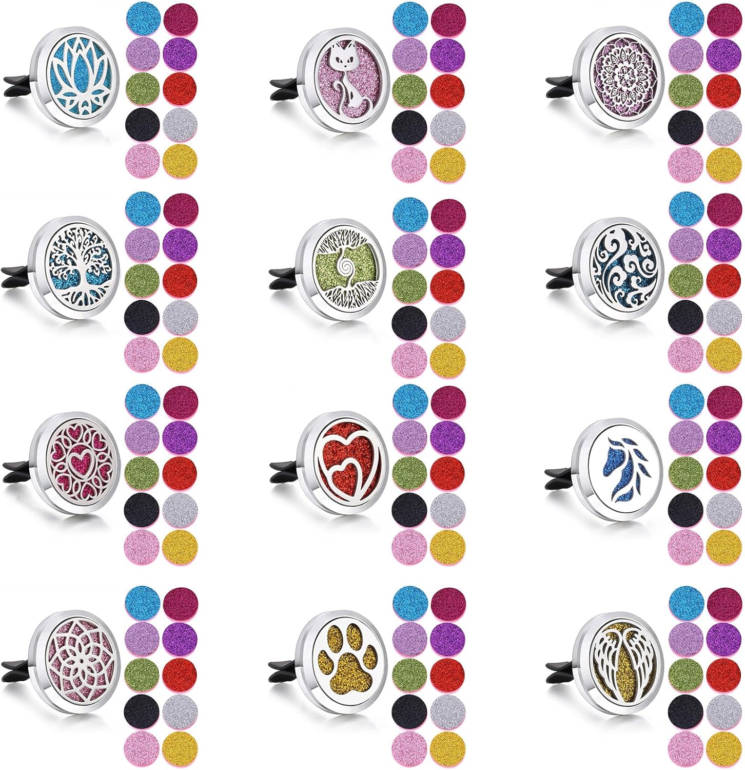 Set de 12 Difusores de Aromas para Auto con 120 Almohadillas