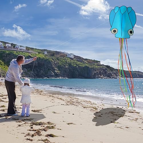Miniatura 4 de Flyonte - Cometa de pulpo para niños y adultos, fácil de volar, hermosa cometa de animales, juguete interactivo para niños, juguete volador grande