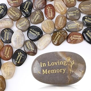 36 Pcs Memorial Stones 1.97 Inch Celebration of Life Inspirational Favor River Rock Engraved