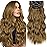 KooKaStyle Clip in Synthetic Hair Extensions Long Wavy 4PCS Thick Hairpieces Brown with Multi - Tone Highlights Fiber Double Weft Natural Hair Extensions 20 Inch for Women
