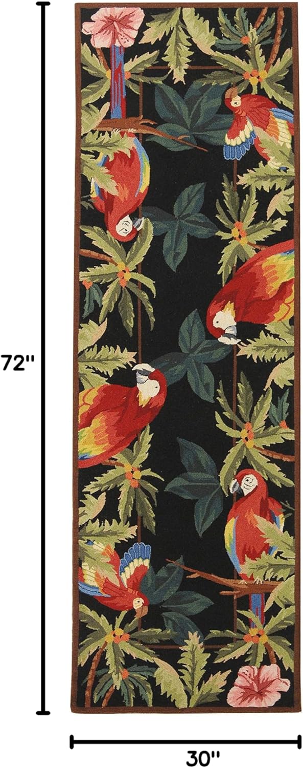 SAFAVIEH Chelsea Collection Runner Rug - 2'6" x 6', Black, Hand-Hooked French Country Wool, Ideal for High Traffic Areas in Living Room, Bedroom (HK296A)