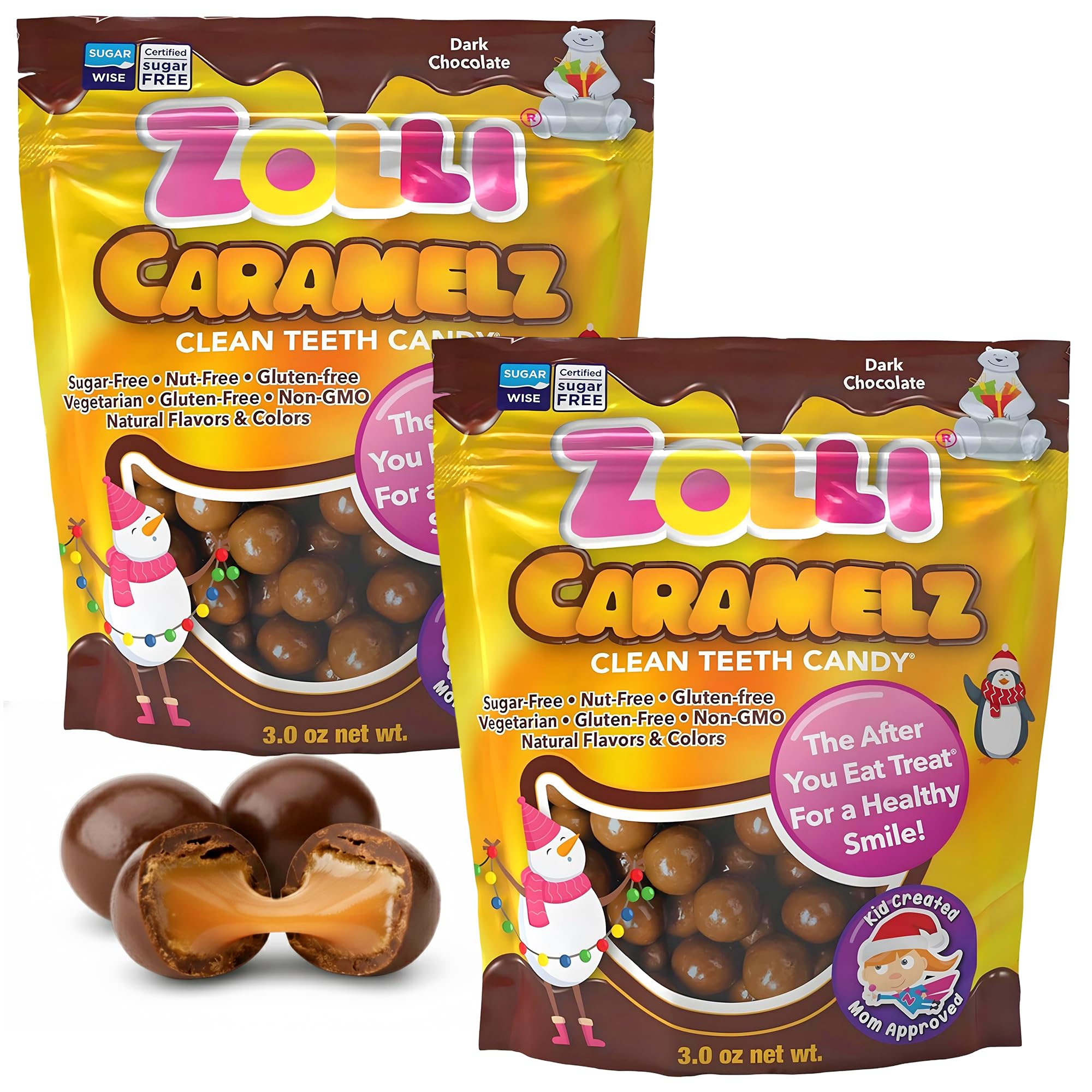 Holiday Zolli Caramelz Clean Teeth Candy, Dark Chocolate, 6 Ounce