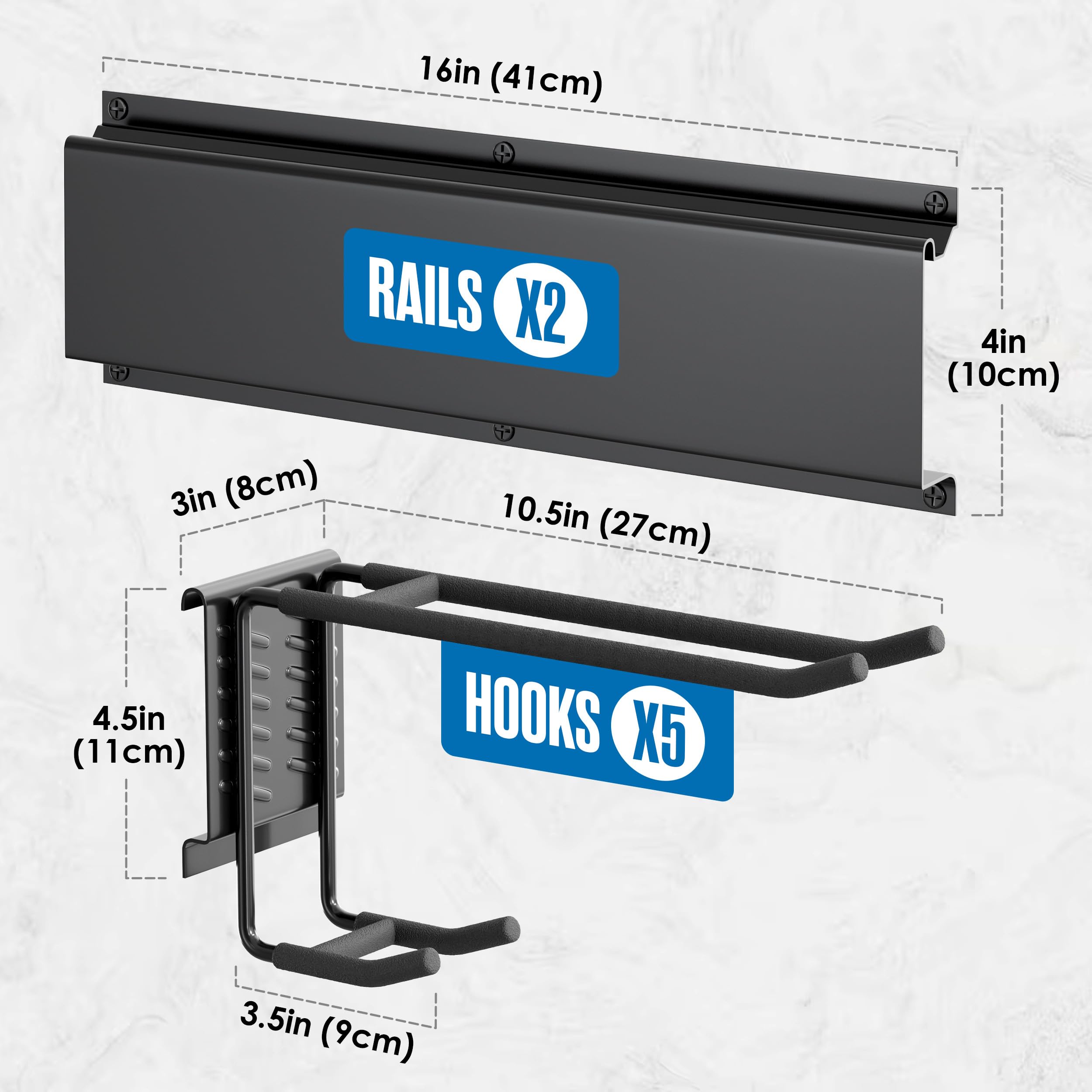 Houseables Ski Rack Wall Mount, Ski Holders For Wall, Rack For Garage, Snowboard Storage, Gear Hanger, Organizer, Grabber, Indoor, Store 5 Pairs, 270 lbs Capacity, 32 x 4 Inch, Steel