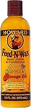 Howard Products Beeswax Wood Polish & Conditioner, Feed-N-Wax for Wood Furniture Polish, 16 oz, Orange
