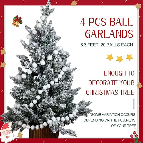 Miniatura 4 de Tegeme 4 piezas guirnalda de pompones de fieltro con bolas, decoración del árbol de Navidad, pancarta colgante para el hogar, adornos de bolas de