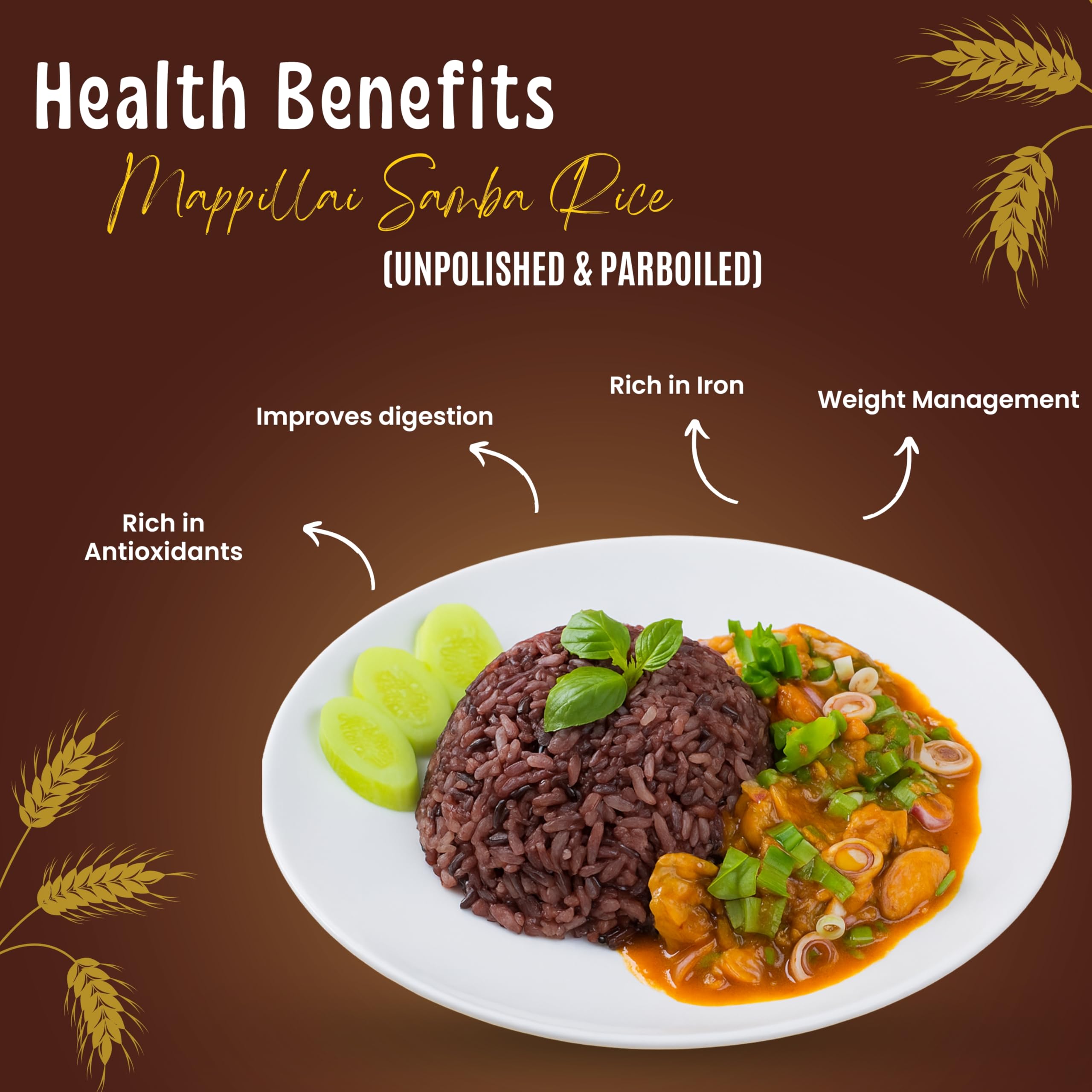 RR PILLAI'S Traditional Mappillai Samba Rice - 500g (Parboiled & Unpolished), Rich in Iron and Fiber - Image 5 thumbnail