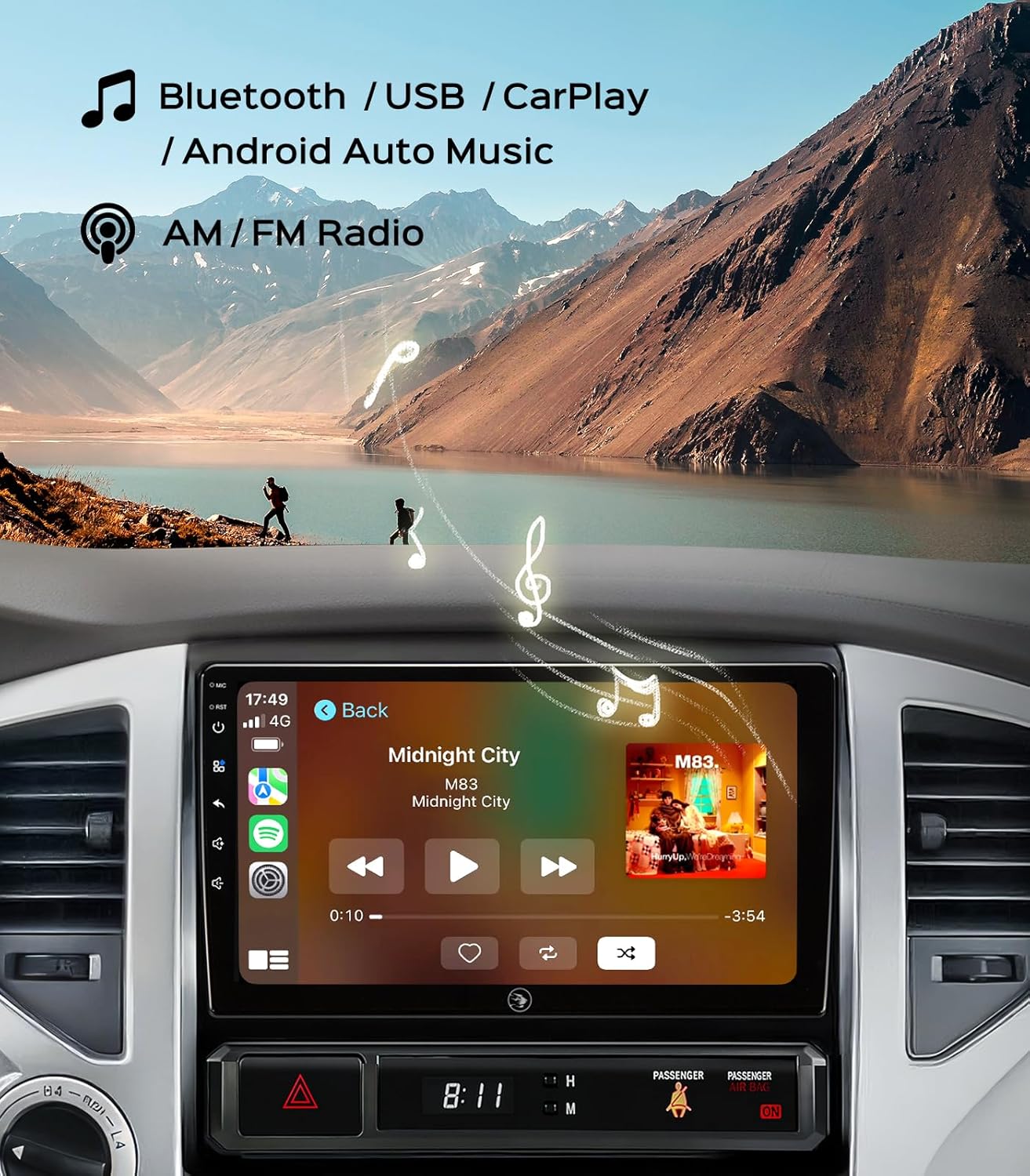 2+64G Car Radio Stereo for Toyota Tacoma 2005-2015, CarPlay & Android Auto Head Unit, 9" Touchscreen/GPS Navigation/HD Backup Camera/SWC
