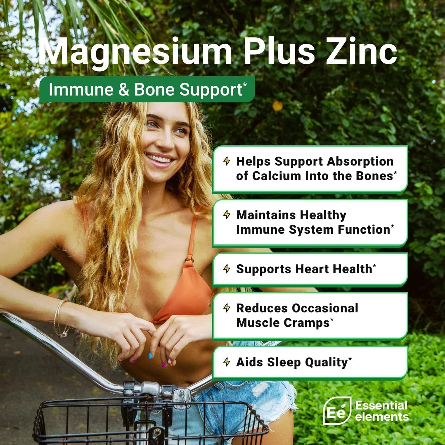 Magnesium & Zinc with Vitamin D3 by Essential Elements - for Sleep Immune & Bone Support - Magnesium Glycinate, Malate, Citrate 200mg - Triple Magnesium Supplement for Women and Men - 3 Month Supply
