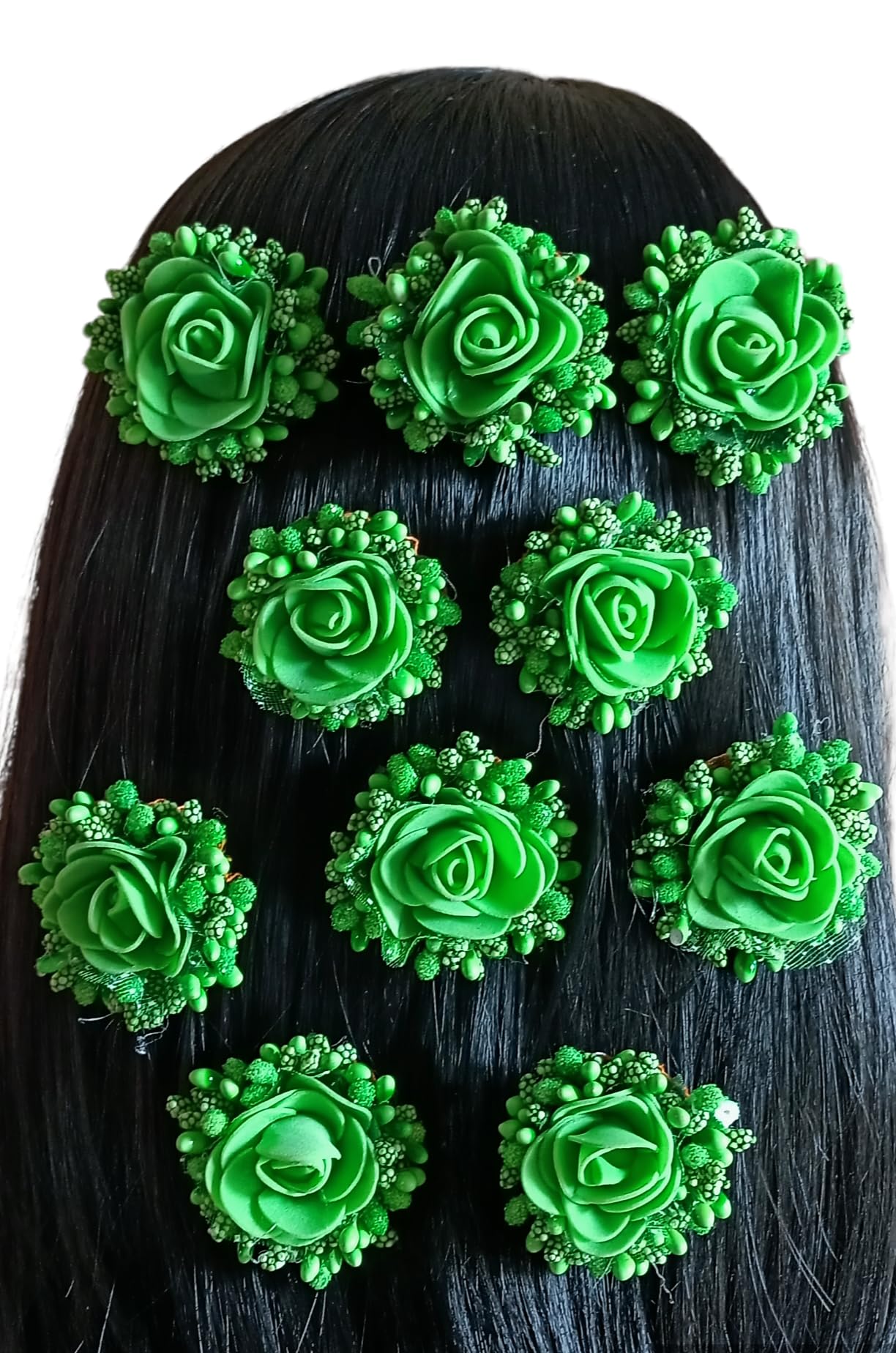 Floral juda bun hairpins for girls women - 8 Pieces (Green) (B0B85Q8N2N) Amazon Price History, Amazon Price Tracker