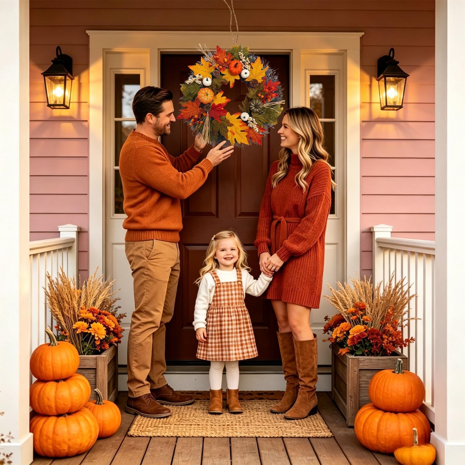 Ghirlanda autunnale per la porta di casa, ghirlanda di decorativa
