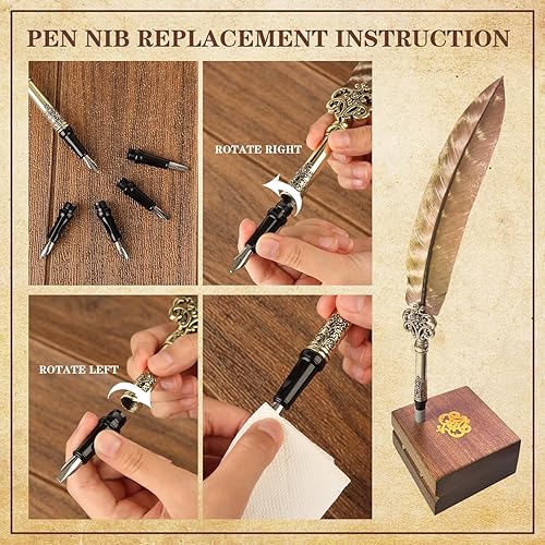 Miniatura 5 de GC QUILL Juego de pluma estilográfica y tinta de caligrafía, pluma con 5 puntas variadas y cartuchos de tinta, juego de caligrafía para