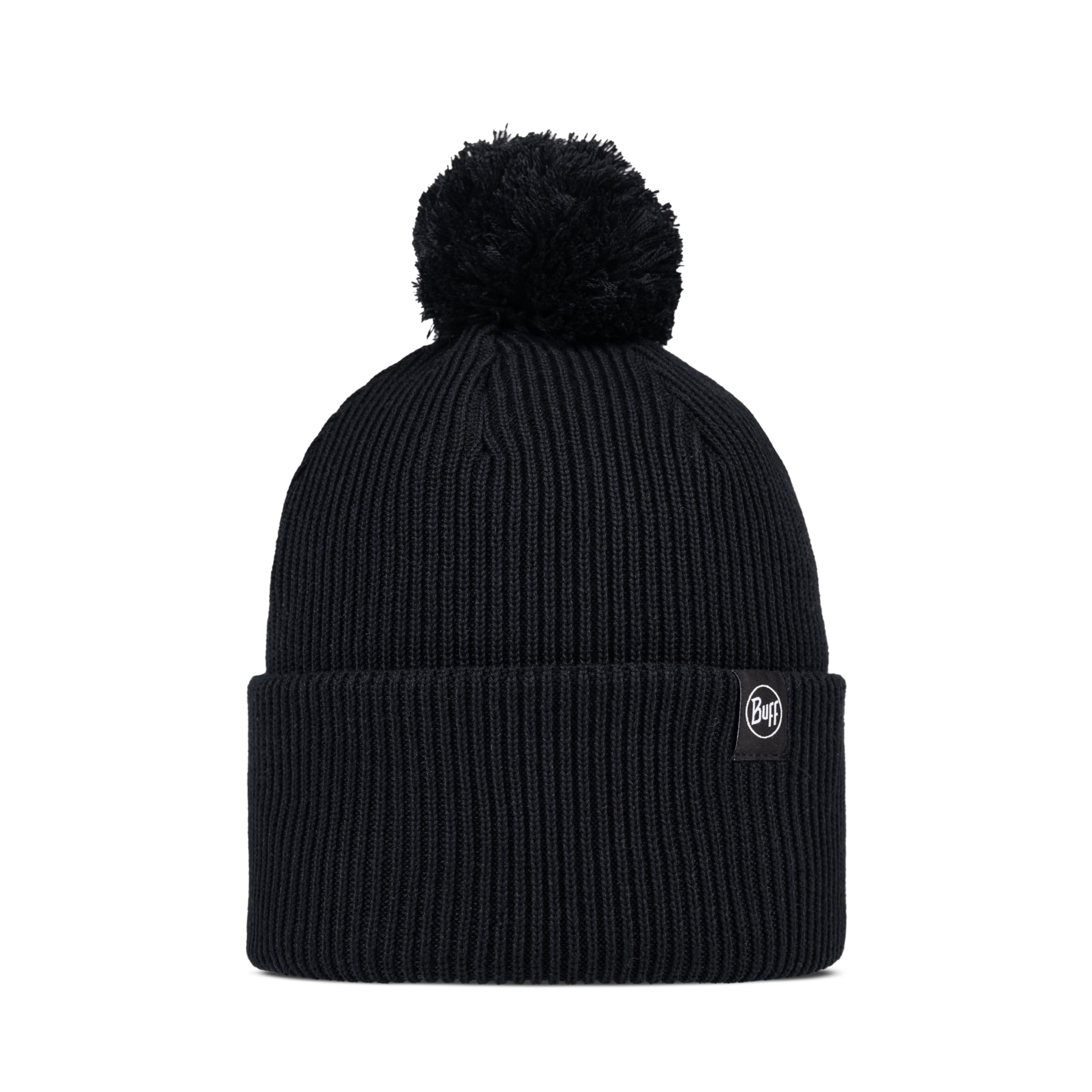 Buff Knitted Beanie Lilon Pom Black Unisex Adult