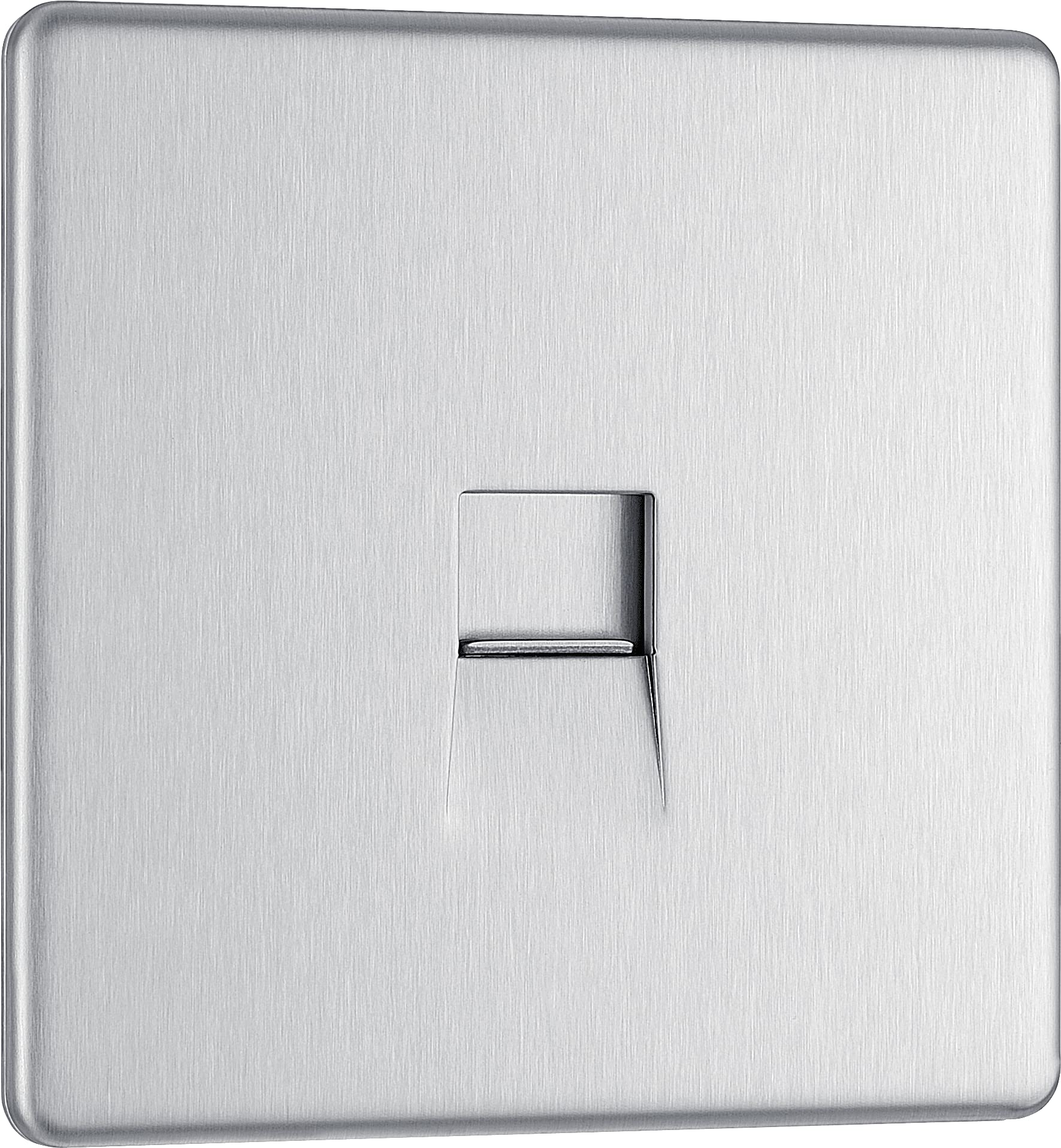 British General Brushed Steel Bg Electrical Screwless Flat Plate Single Telephone Master Socket