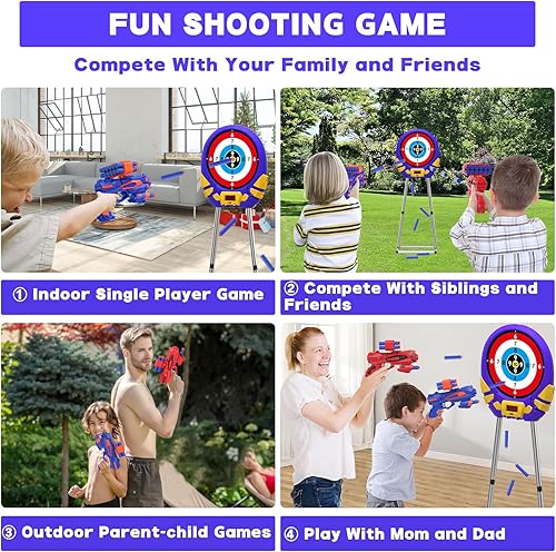 Miniatura 6 de Juguetes de disparo para niños, pantalla táctil digital y objetivo de puntuación electrónico, con pistola de juguete de dardos de espuma para niños