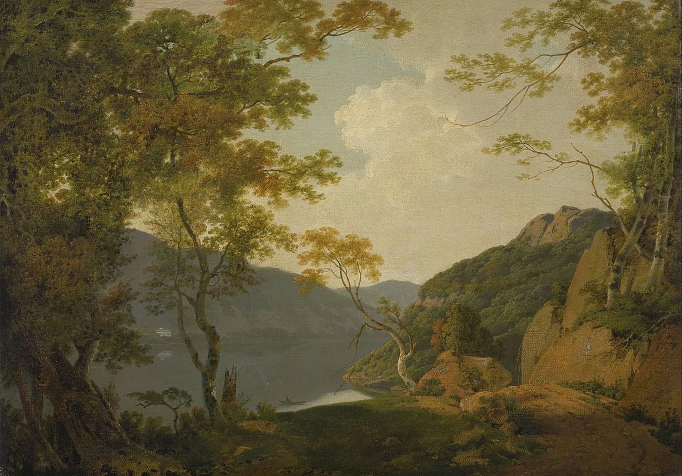 SERENDIPITP Vintage Picture Print on Canvas Wall Art Poster Lake Scene by Wright of Derby Artwork Print Poster for Wall Decor 60x90cm