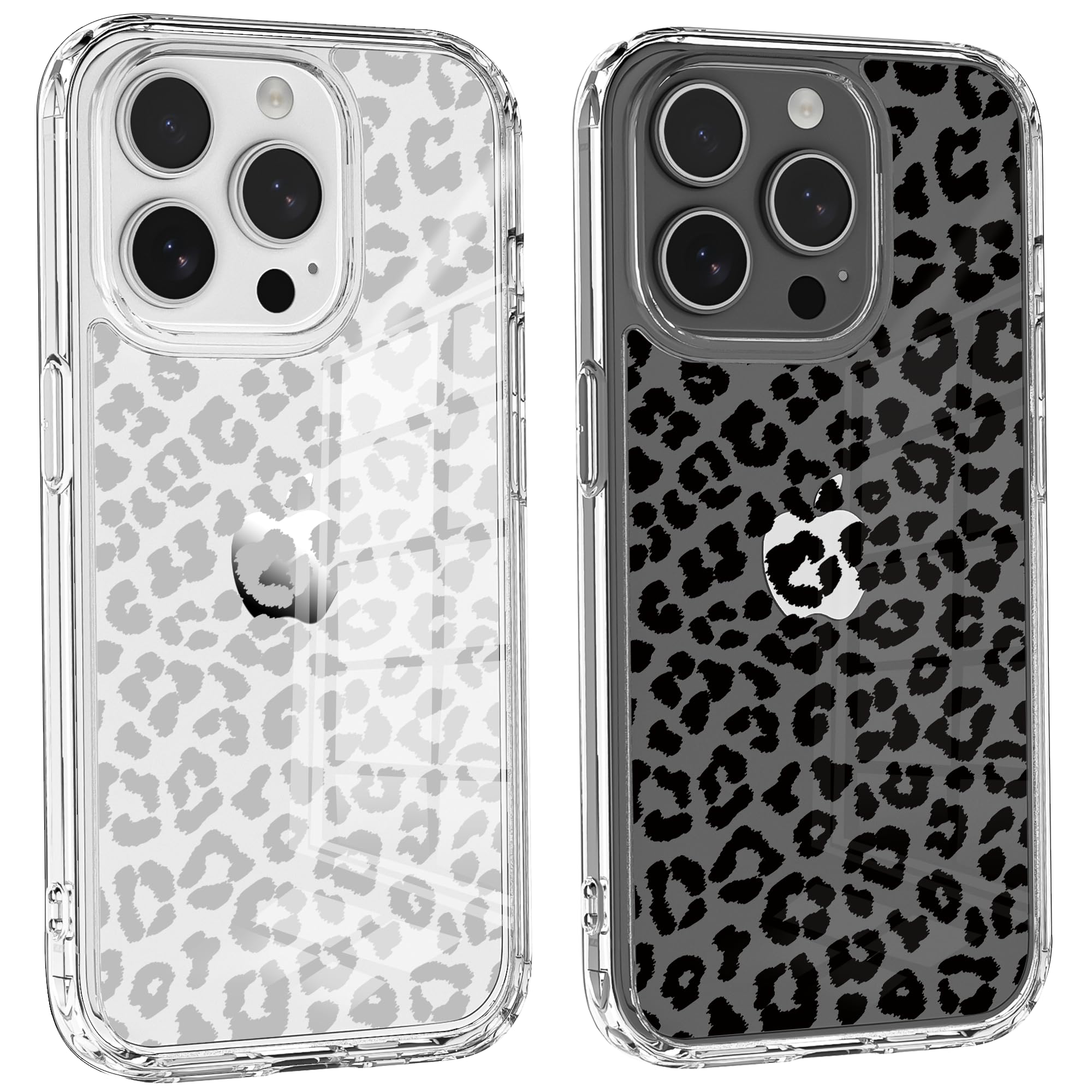 Idocolors 2 Pack Cheetah Cases for Apple iPhone 16 Pro Max Case, Clear with Cute Fashion Leopard Patterns for Girls Women, Not Yellowing Transparent Slim Shockproof Protection Soft TPU Cover