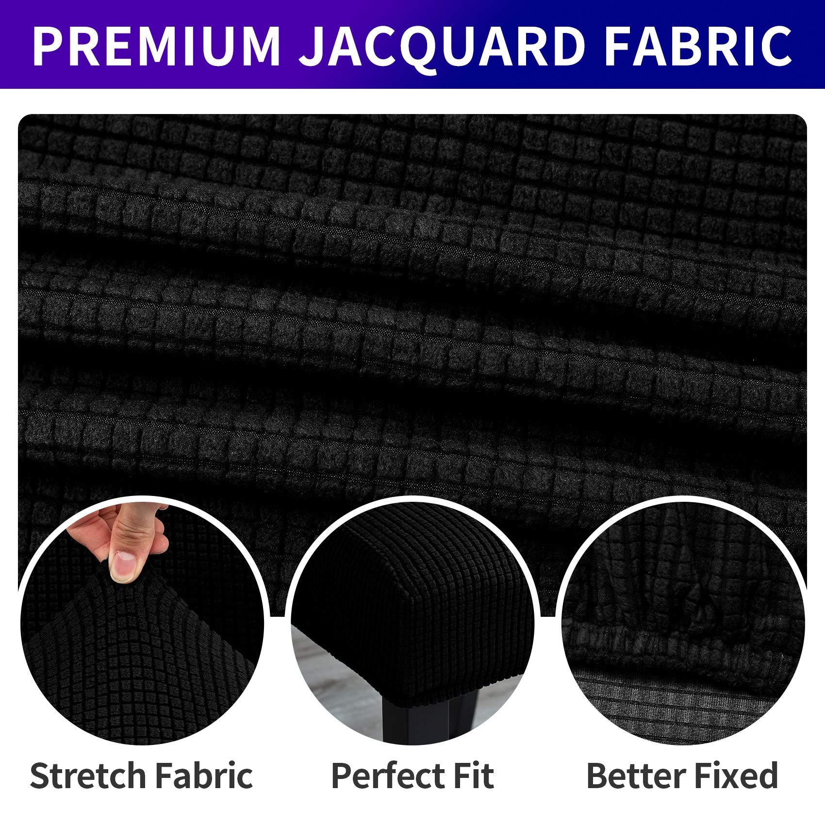 Howhic Stretch Chair Covers for Dining Room Set of 6, Removable Washable Dining Room Chair Covers, Dining Chair Slipcovers Seat Protector, Great for Home Upholstery and Banquet (Black, 6 Pack)