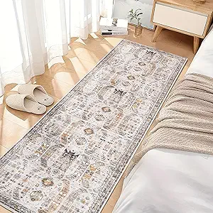 Madane Hallway Runner Rug - 2x5 Rug Runner Washable Runner Rugs Non-Slip Low-Pile Kitchen Runner Rug Laundry Room Rug Throw Carpet for Entrance Bedroom Living Room (2'x5', Brown/Gold)