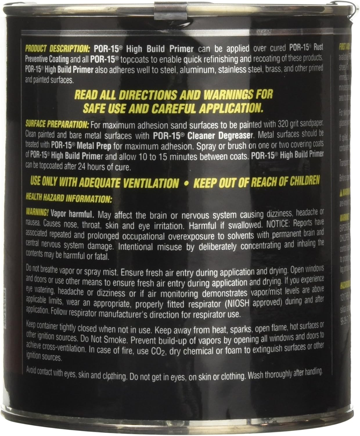 POR-15 High Build Primer, Sand able Bonding Coat, Fills in Minor Imperfections, 32 Fluid Ounces