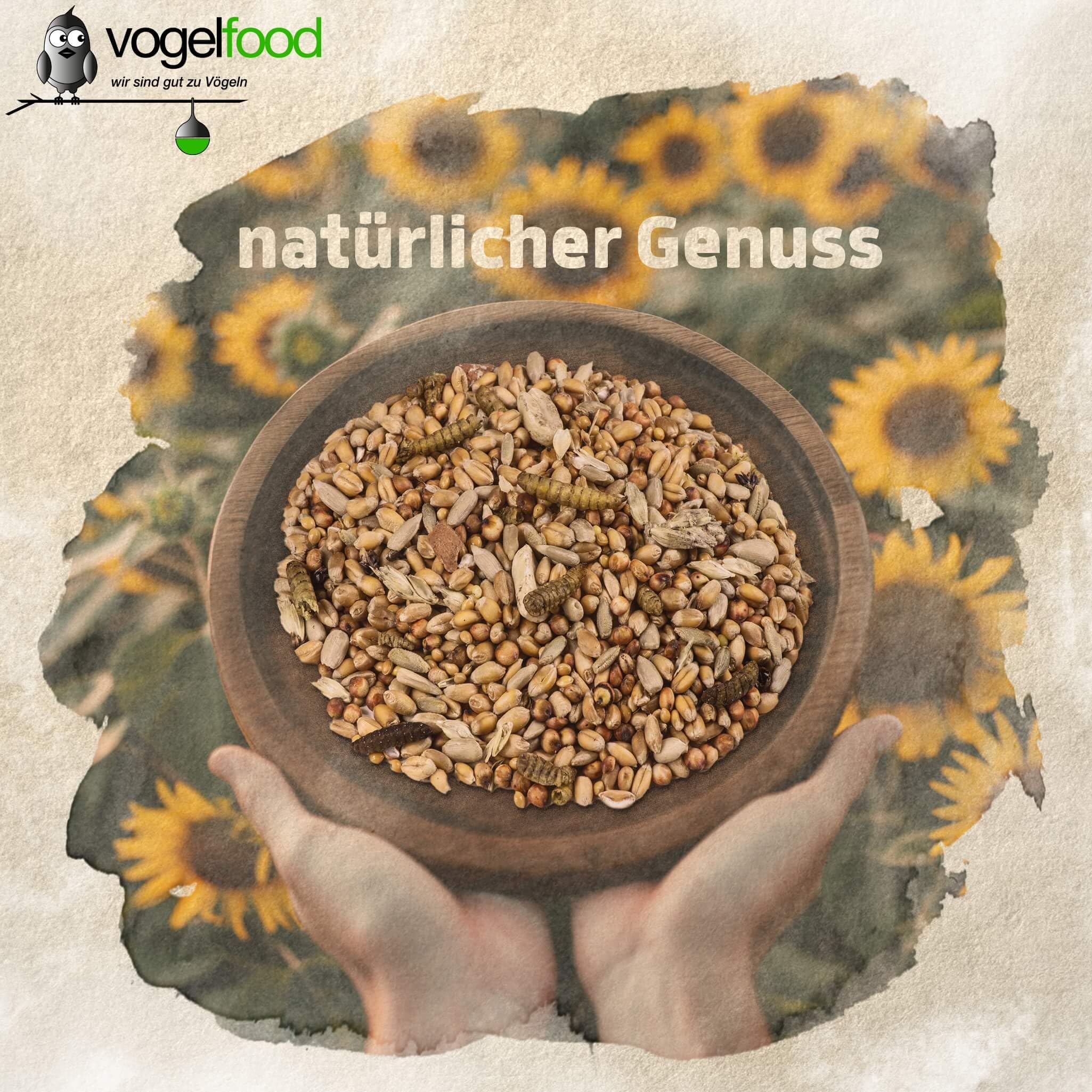 Vogelfood 25 kg Streufutter ohne Schalen mit Mehlwürmern für Wildvögel
