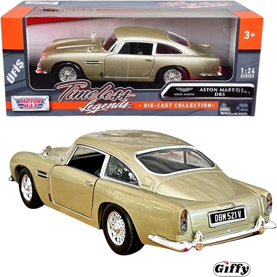 Toy Diecast Metal ASTON MARTIN DB5 Model Car Box Collectible Figure 1:24 Scale Beige and Green Color (Brown)