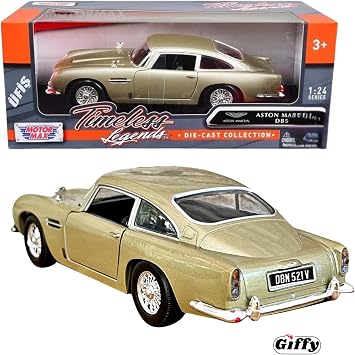 Toy Diecast Metal ASTON MARTIN DB5 Model Car Box Collectible Figure 1:24 Scale Beige and Green Color (Brown)