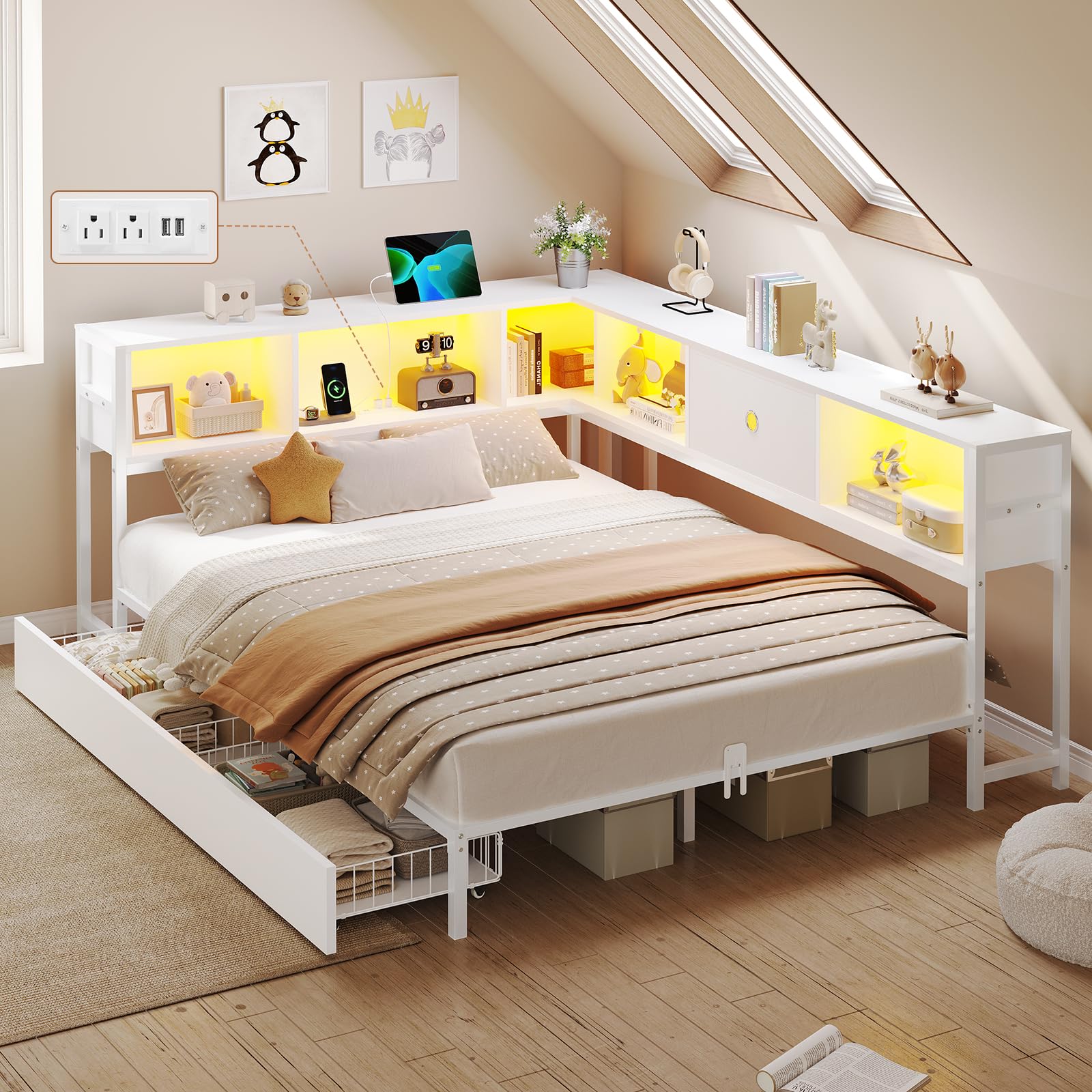 DICTAC Full Corner Storage Bed