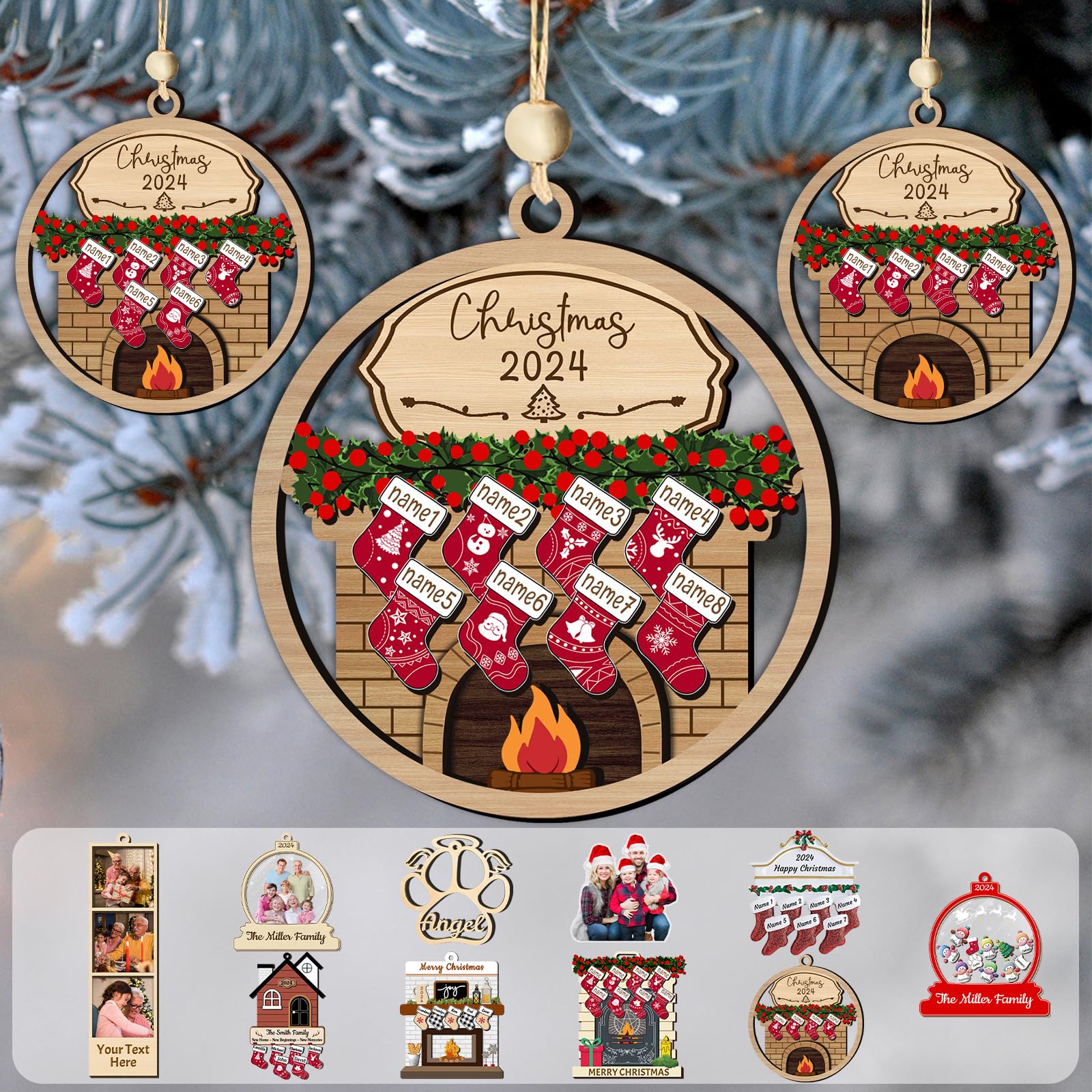 Adornos De Navidad Personalizados Para Familia De 2456, Adorno De Navidad Personalizados Para Familia De 2456 Adorno De Chimenea De Navidad Con Nombres Decoracion Personalizada Para Arbol De Navidad