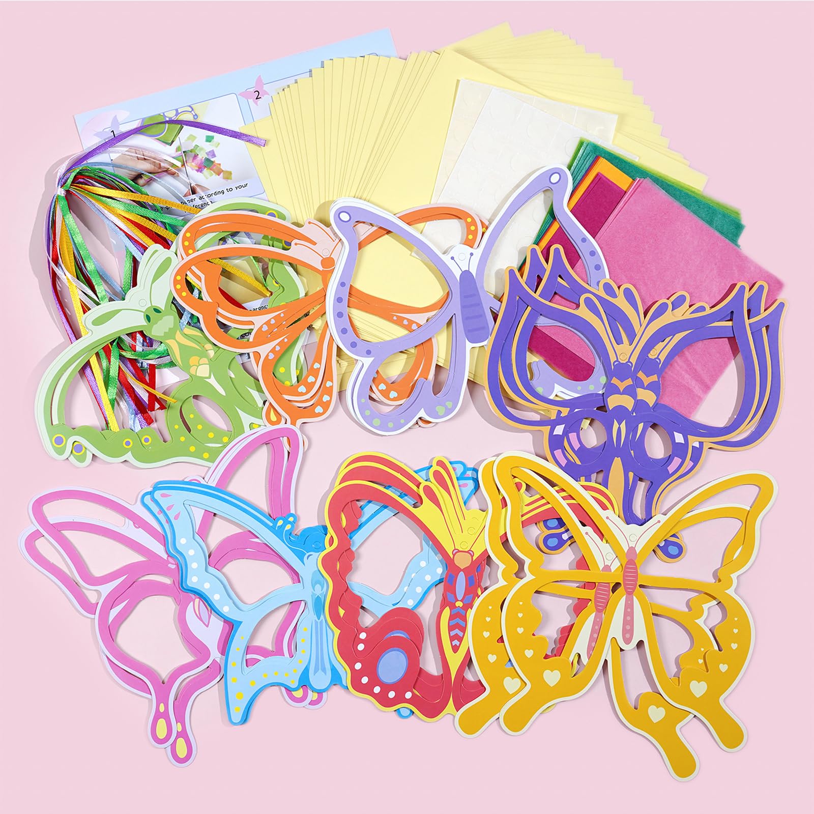 Gemejutor Decoraciones De Ventanas Manualidades Niños Primavera – 24 Mariposas Kit Manualidades DIY Decoraciones Ventanas Papel con Lámina Autoadhesiva, Manualidades Primaverales para Niños Jardín — view 4