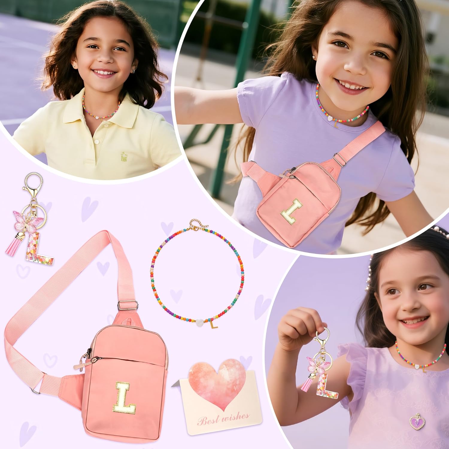 Personalized Fanny Pack for Girls, Initial Cross Body Bag Fanny Pack for Girl, Birthday Gifts for 4 5 6 7 8 9 10 11 12 13 Year Old Girls, Birthday Teenage Girl Gifts for Daughter Granddaughter(L) - Image 3