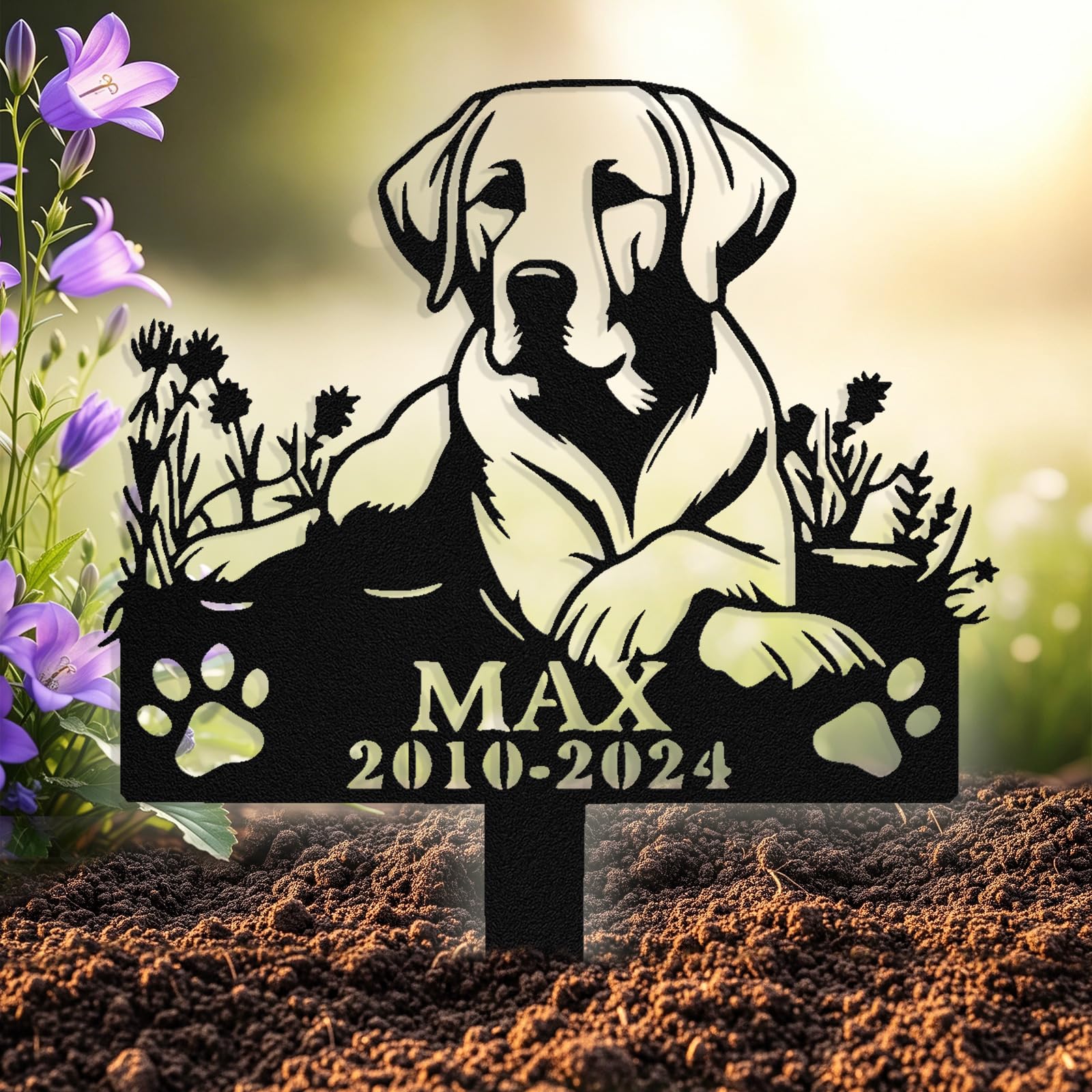 Custom Dog Grave Marker Outdoor, Personalized Metal Pet Memorial Grave