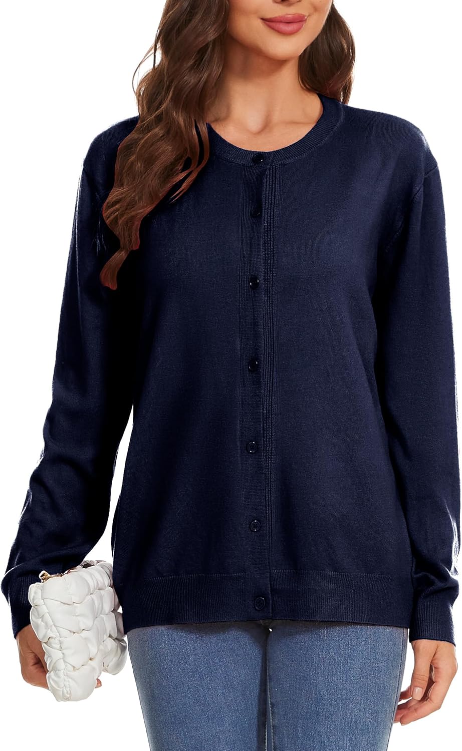 Womens Cardigan Sweaters Basic Button Down Casual Dressy Classic Crewneck Spring Long Sleeve Tops (S-2XL) - Image 4