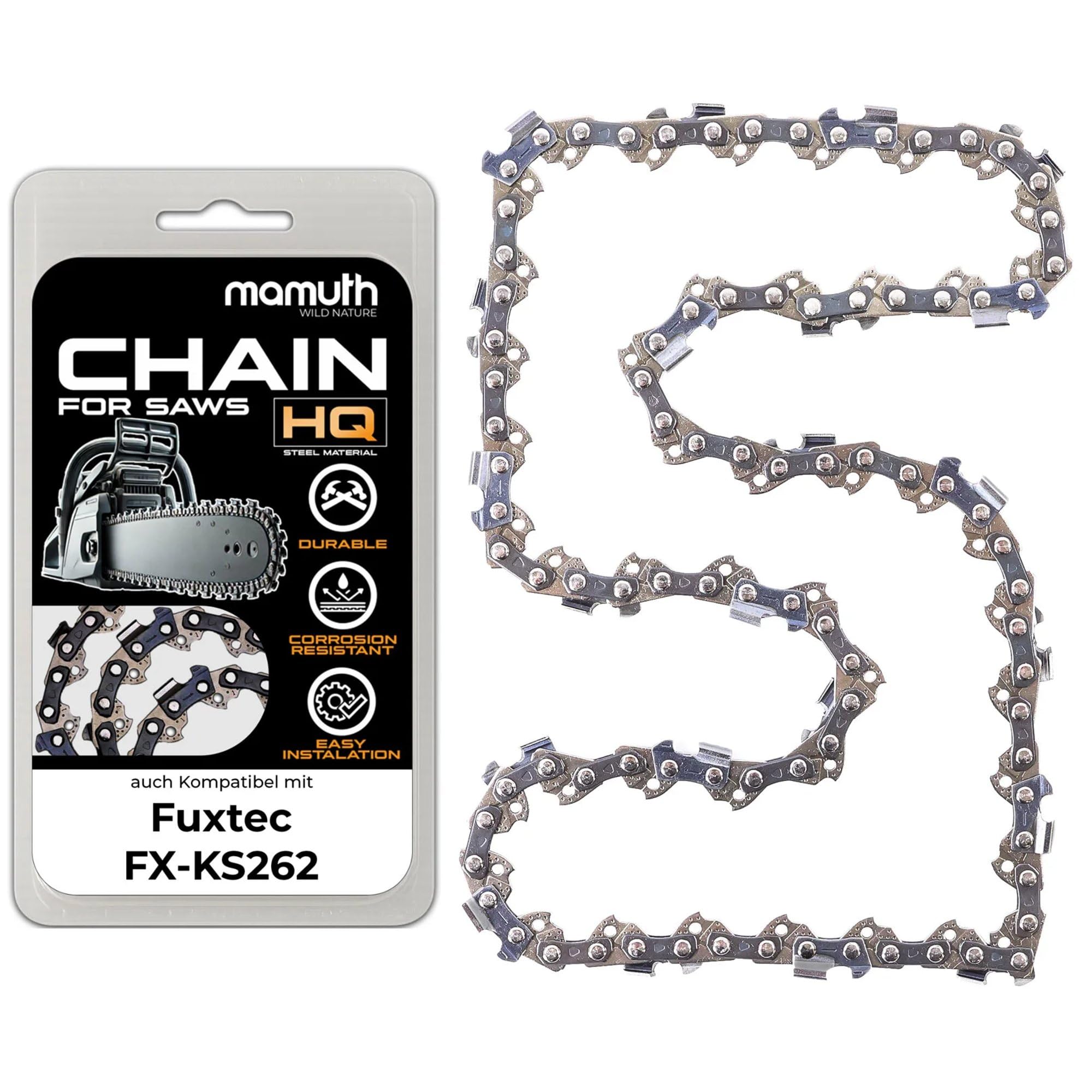 Catena per motosega da 50 cm, 1,5 mm, 76 TG, per Fuxtec FX-KS262, catena durevole con eccellente qualità di taglio