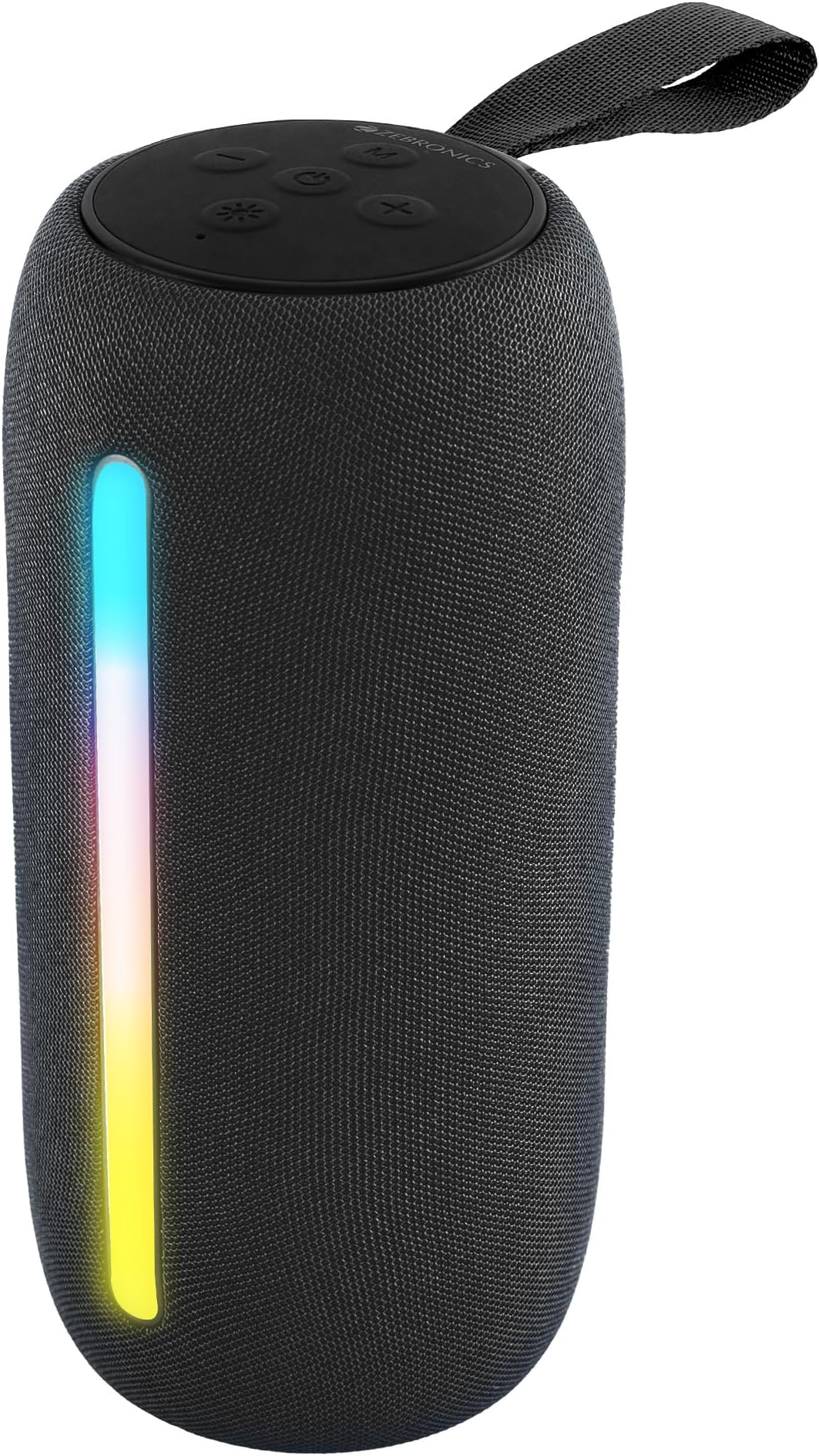 Sonic POD 20, Portable Bluetooth Speaker, 10 Watts, Upto 8 Hours Playback, RGB LED, Call Function, Fabric Finish with Carry Loop, BTv5.3 | TWS | USB | mSD | AUX (Black)