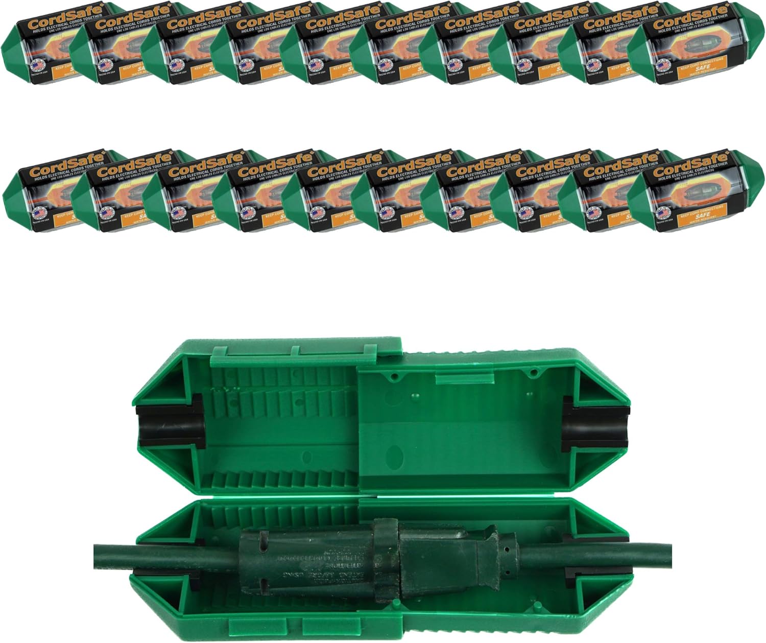 CORDSAFE 20 Pack Electrical Extension Cord Protective Safety Cover, Water-Resistant Indoor Outdoor, Fits AWG12-18 cords, Patio Tent Holiday String Lights AV, Power Tools Fans, Camping