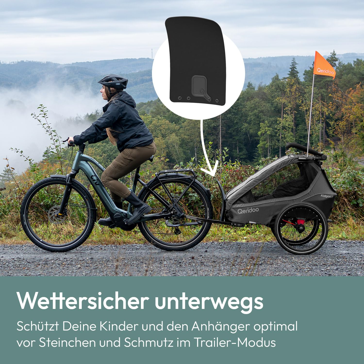 Qeridoo Schmutzfänger | Zubehör für Fahrradanhänger | Schutz vor Steinen & Schmutz im Trailer-Modus | Passend für Sportrex, Kidgoo ab 2022 & QUPA Plus | EIN- & Zweisitzer kompatibel