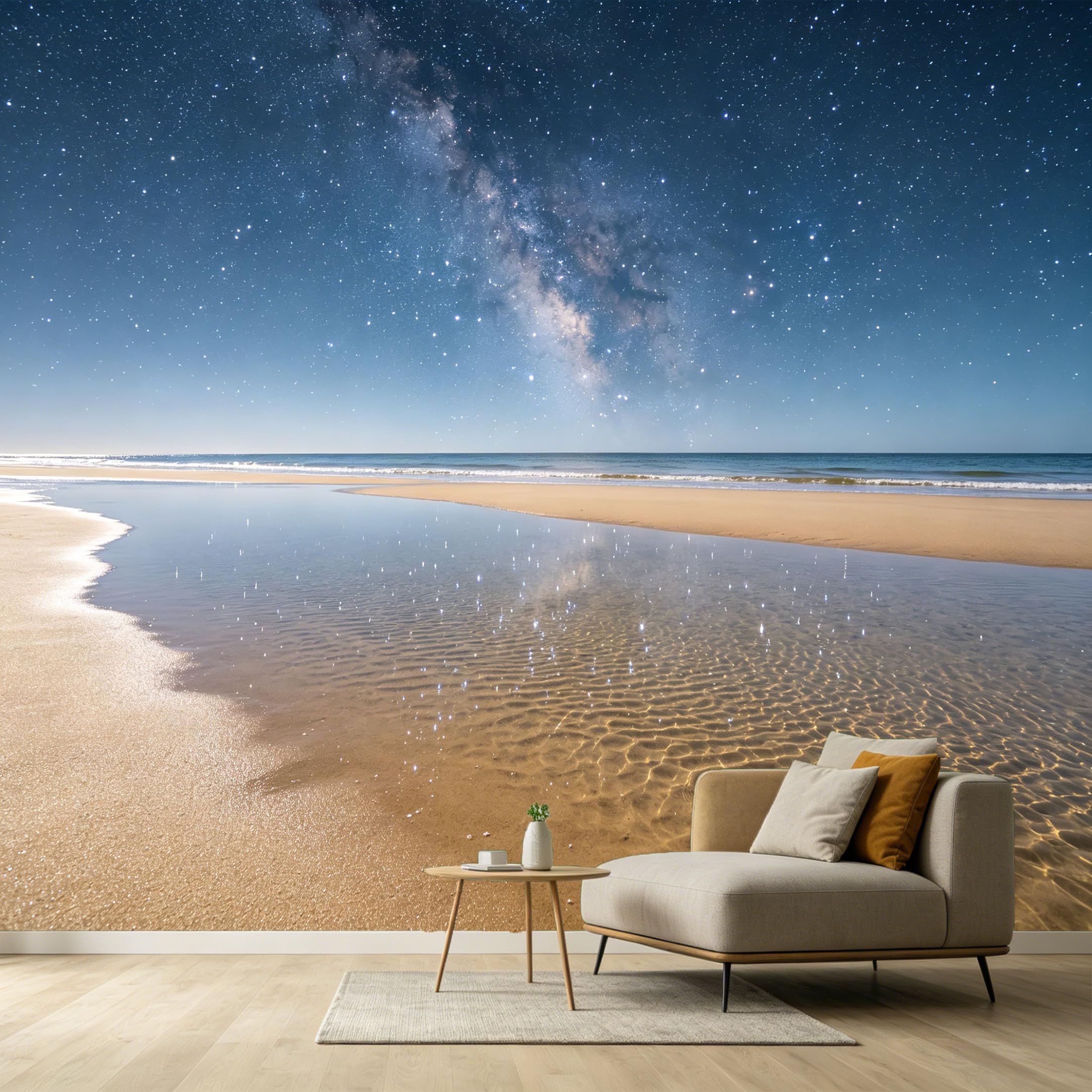 Custom Size Wall Murals Milky Way Galaxy Coastal Landscape Ocean Marine SelfAdhesive Wall Fabric Removable Large Wallpaper for Photo Living Room Decor Home Interior Wall Art