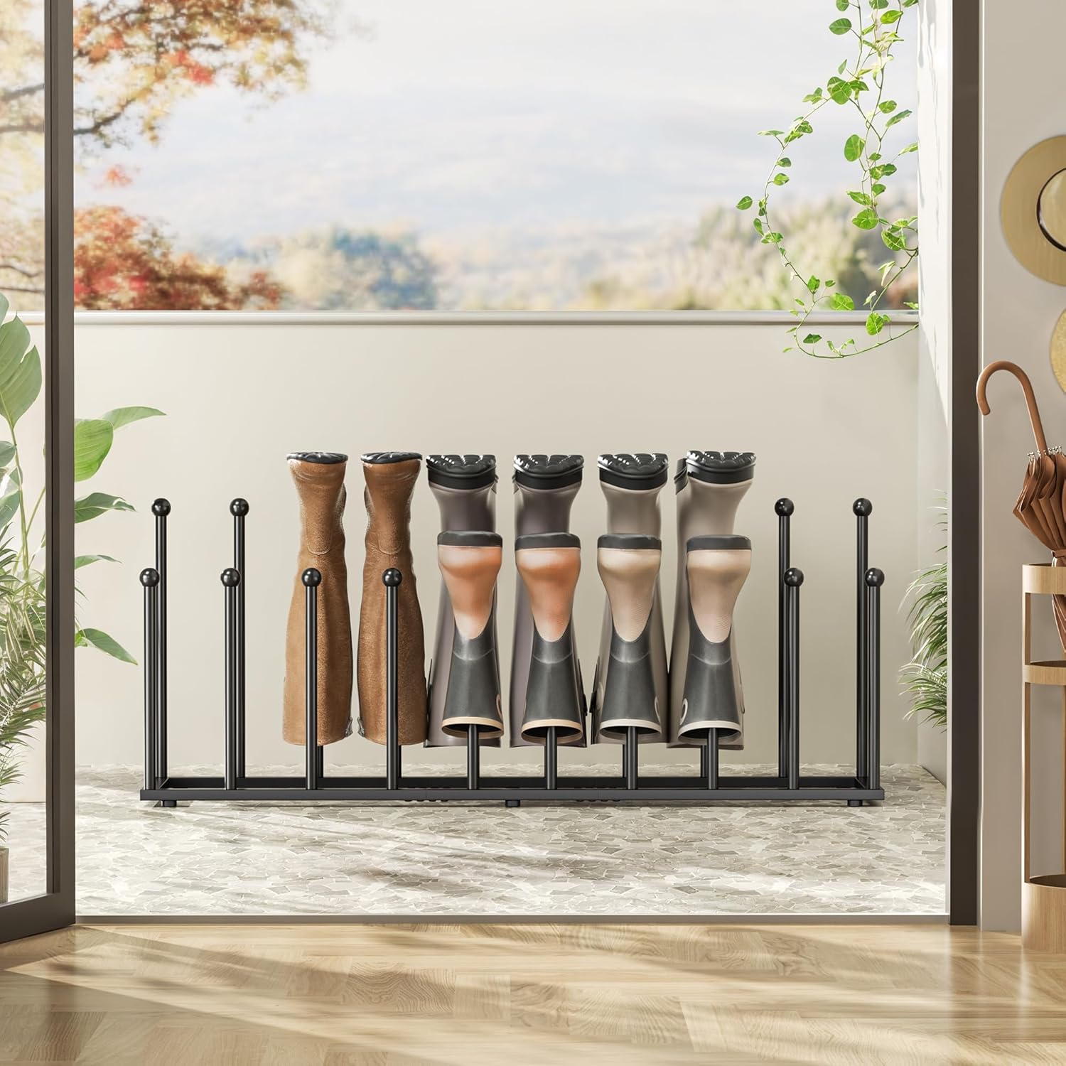 pickpiff Free Standing Shoe Racks - Black Metal Boot Rack Organizer Tall Boots for Dorm Room, Closet, Entryway, Bedroom, Patio Outdoor, Hallway, Black, Shoe Storage Fit for 10 Pairs