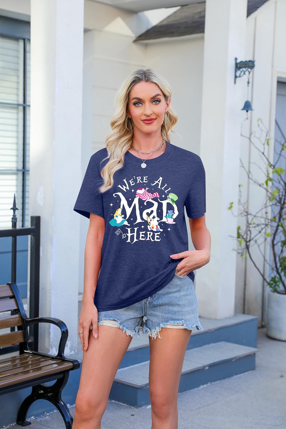 Magical Shirt Women Magic Princess T-Shirt We're All Mad Here Fairy Graphic Shirts Vacation Party Casual Short Sleeve Top - Image 2