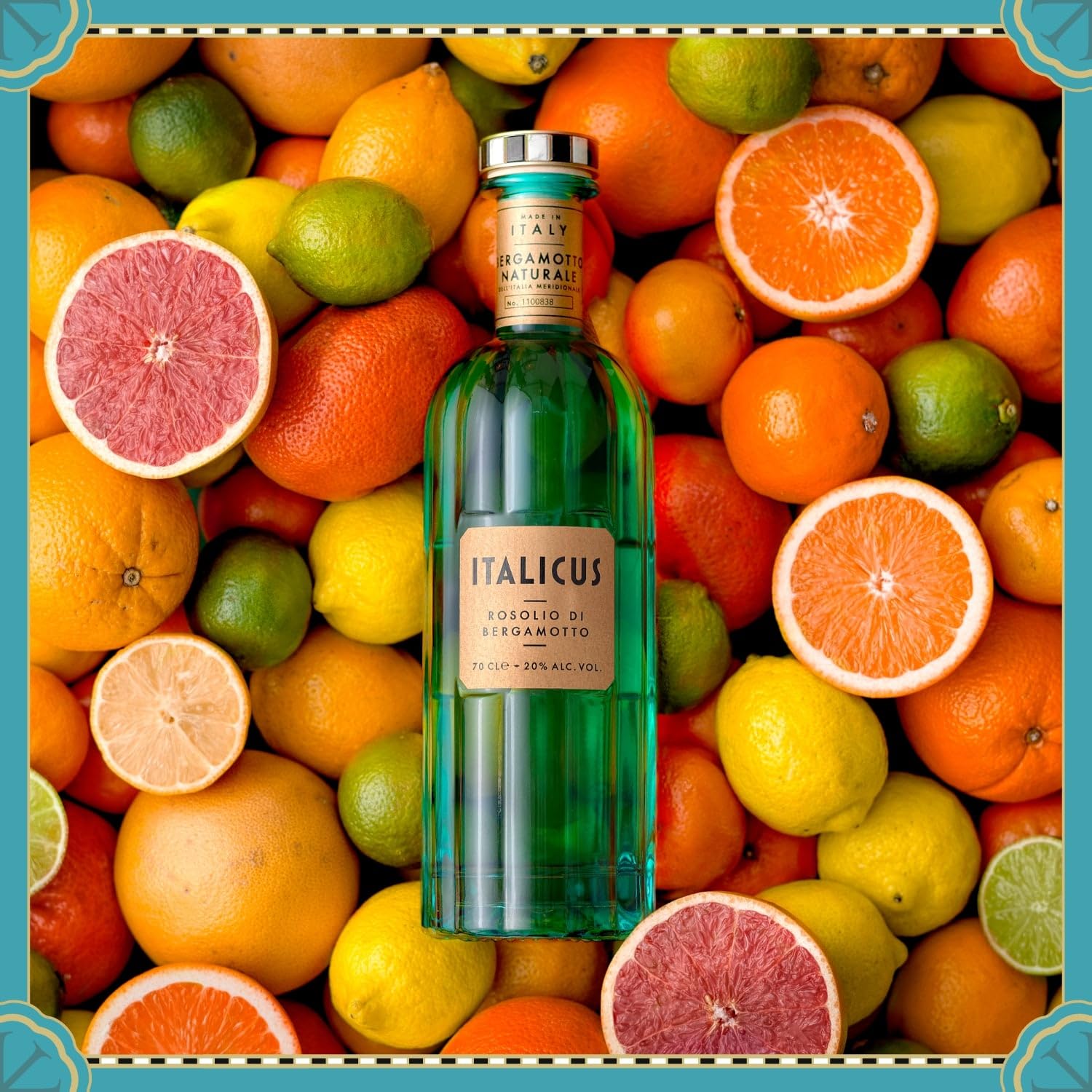 ITALICUS Rosolio di Bergamotto Likör, Geschenk-Set mit 2 Gläsern, Aperitif aus Bergamotte für Cocktails & Spritz, Premium Likör aus Italien, 1 x 0,7 L